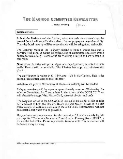 Committee newsletter